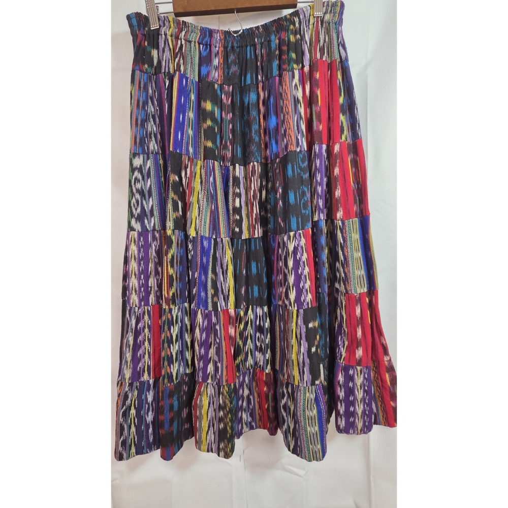 Smithsonian Institution Gatemalan Bohemian patchwork tiered Maxi skirt large